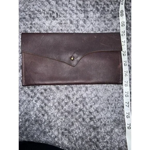 Brown Nobuck Leather Envelope Fold over Wallet Bag - Picture 10 of 10